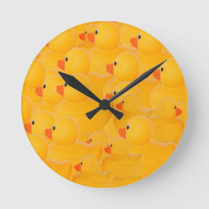 Horloge Ronde Canards en caoutchouc - l'un regardant dans l'autr