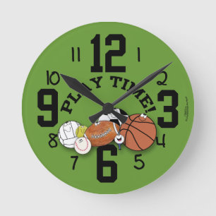 Horloge Ronde Caractères de balle de sport-Temps de jeu