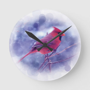 Horloge Ronde Cardinal rouge au Blizzard