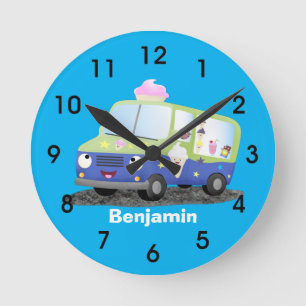 Horloge Ronde Caricature de camion de glace joli