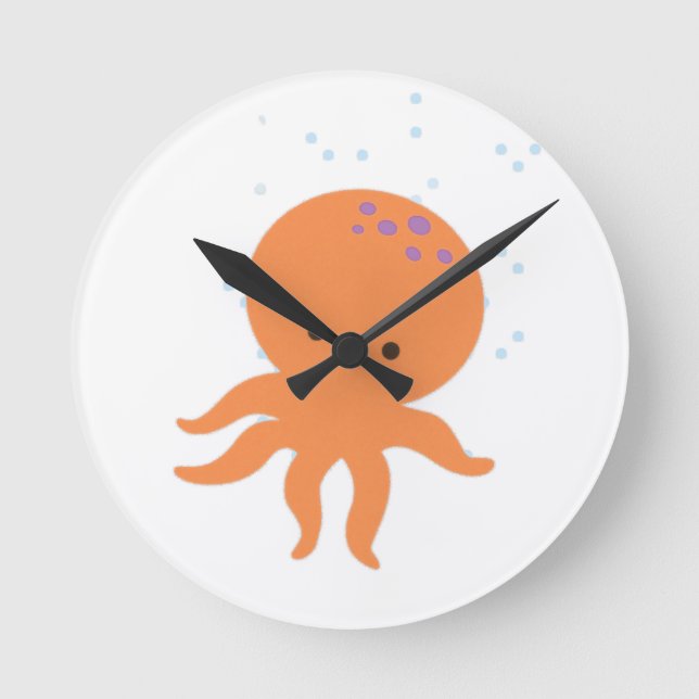 Horloge Ronde Caricature de la pieuvre mignonne (Recto)