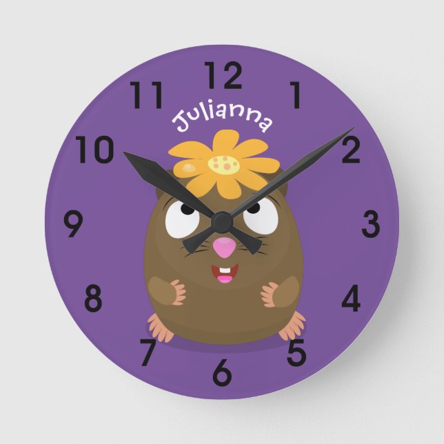 Horloge Ronde Caricature joyeuse de cobaye mignonne (Recto)