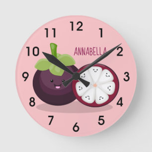 Horloge Ronde Caricature mignonne mauve mangouste