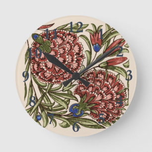 Horloge Ronde Carnation Carrelage Fleur Antique Art Rustique