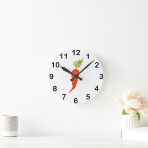 Horloge Ronde Carotte aquarelle ludique