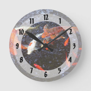 Horloge Ronde Carpes Koï Nageant
