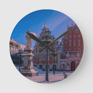 Horloge Ronde Carré de la mairie de Riga en hiver