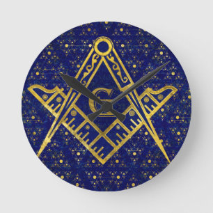 Horloge Ronde Carré et boussoles de symbole de franc-maçonneri