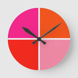 Horloge Ronde Carré rose et orange