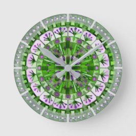 Horloge Ronde Carrelage en mosaïque Boho Gris vert -