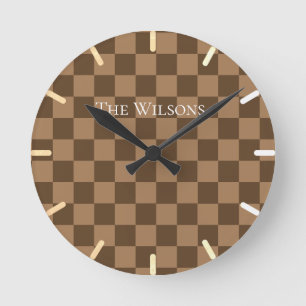 Horloge Ronde Carrés au chocolat doux