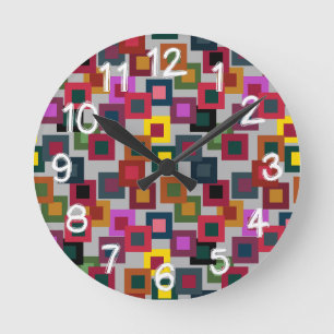 Horloge Ronde Carrés sombres sur la lumière