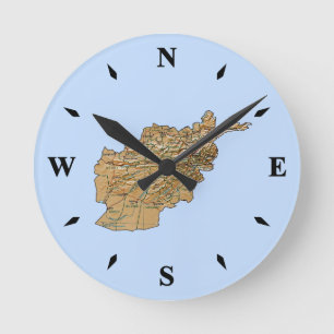 Horloge Ronde Carte Afghanistan