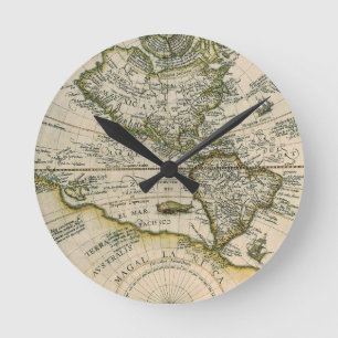 Horloge Ronde Carte Ancienne, 1596, America Sive Novus Orbis