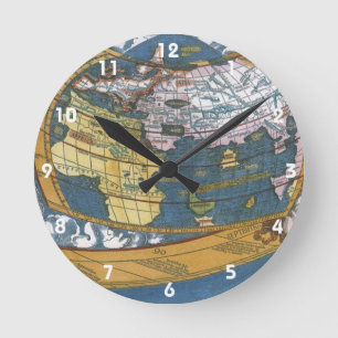Horloge Ronde Carte antique du monde avec Claude Ptolémée, 1507