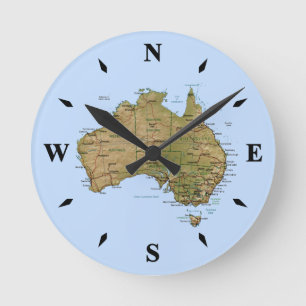 Horloge Ronde Carte Australie Clock