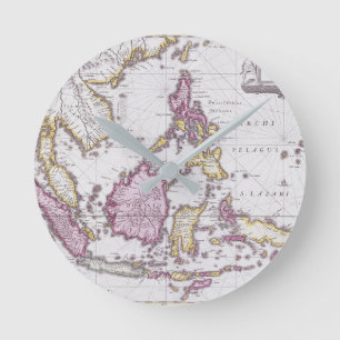 Horloge Ronde Carte de la Chine et de l'Indonésie 1710