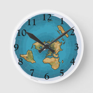 Horloge Ronde Carte de la Terre plate