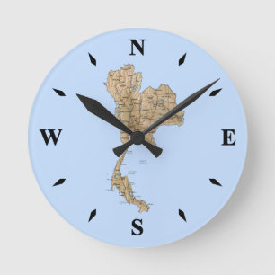 Horloge Ronde Carte de la Thaïlande