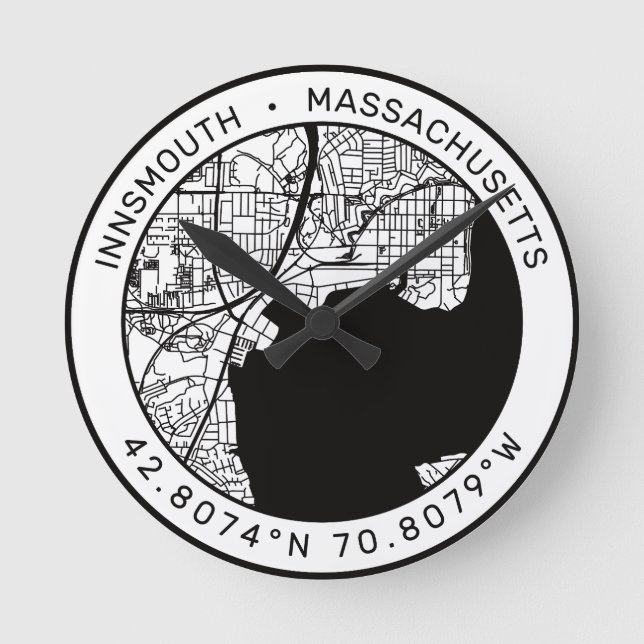 Horloge Ronde Carte de la ville d'Innsmouth Lovecraft (Recto)