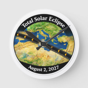 Horloge Ronde Carte de l'éclipse solaire totale 2027