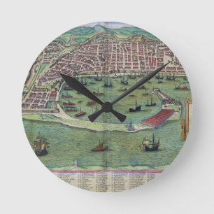 Horloge Ronde Carte de Messine, de "Civitates Orbis Terrarum"