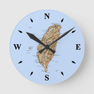 Horloge Ronde Carte de Taïwan