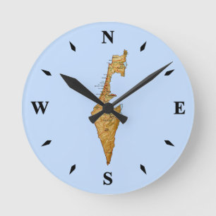 Horloge Ronde Carte d'Israël