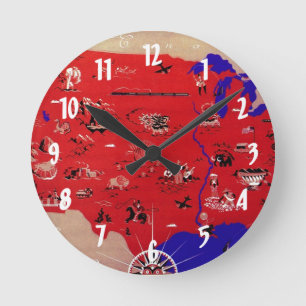 Horloge Ronde Carte du Bureau de voyage des États-Unis d'Amériqu