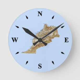 Horloge Ronde Carte du Maroc