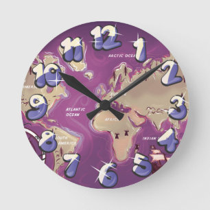 Horloge Ronde Carte du monde
