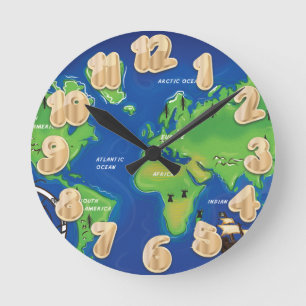 Horloge Ronde Carte du monde