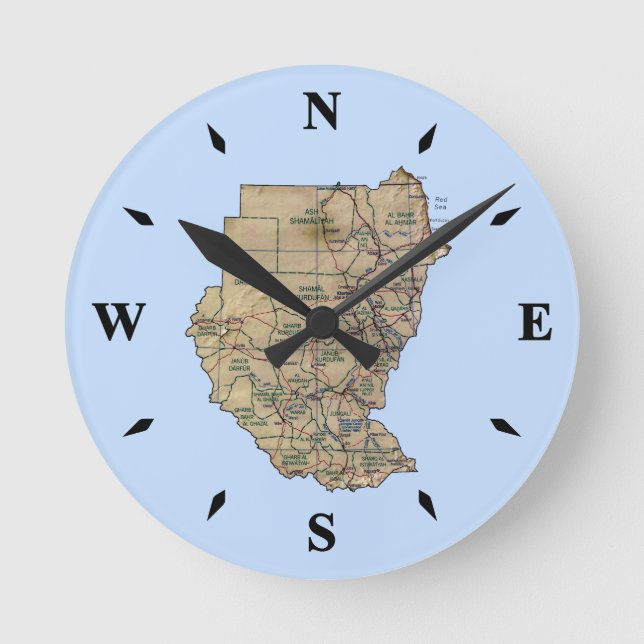 Horloge Ronde Carte du Soudan (Recto)