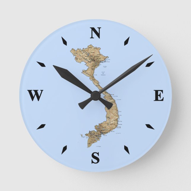 Horloge Ronde Carte du Vietnam (Recto)