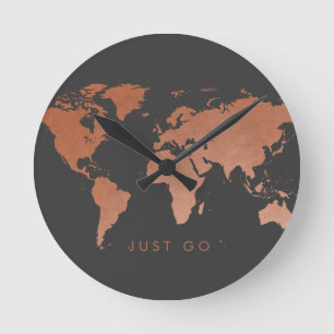 Horloge Ronde Carte moderne du monde du cuivre