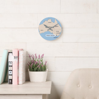 Horloge Ronde Carte Mural Australie vintage | Retro Traveller