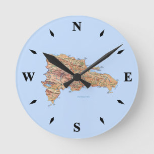 Horloge Ronde Carte République Dominicaine