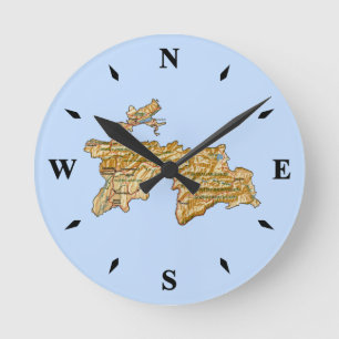 Horloge Ronde Carte Tadjikistan