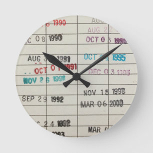Horloge Ronde Cartes de date d'échéance de la bibliothèque vinta