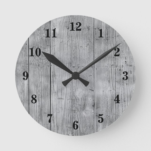 Horloge Ronde Cartes en bois Patiné de grange rustique (Recto)