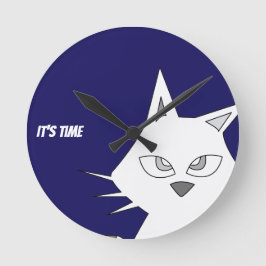 Horloge Ronde Cartographie de chat blanc