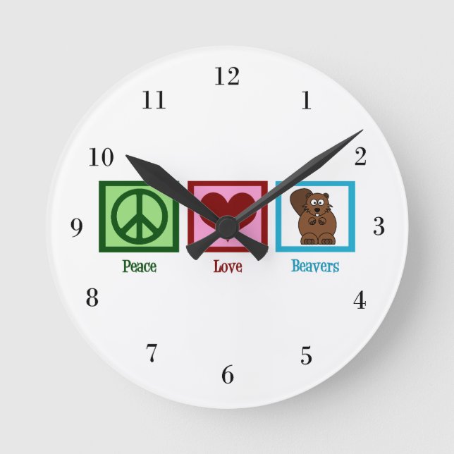 Horloge Ronde Castors d'amour de paix (Recto)