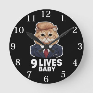 Horloge Ronde Cat Trump 9 Lives Baby