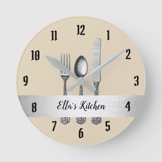 Horloge Ronde Ceinture d'argent de cuisine (Recto)