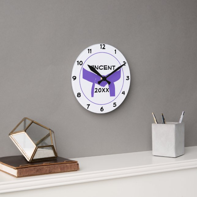 Horloge Ronde Ceinture violette des arts martiaux (Bureau)