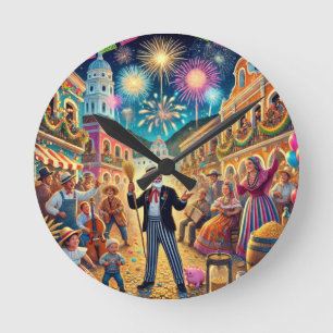 Horloge Ronde Célébration du réveillon du Nouvel An El Año Viejo