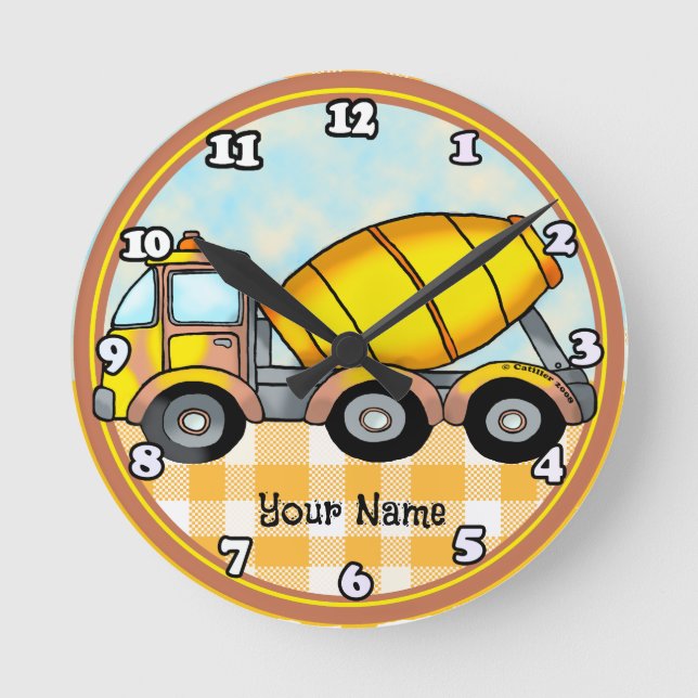 Horloge Ronde Cement Mixer Truck  (Recto)