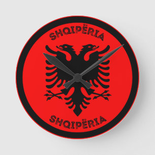 Horloge Ronde Cercle de l'aigle noir albanais 