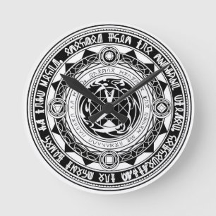 HORLOGE RONDE CERCLE DE MAGIE DE MAGICIENS DE CAVALIERS DE KAMEN