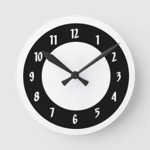 Horloge Ronde Cercles blancs et noirs